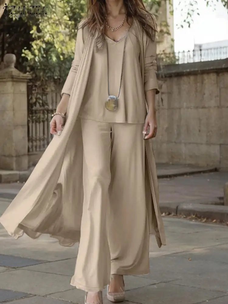 3pcs Wide Leg Trousers Suit