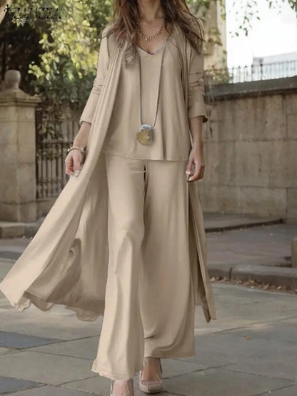 3pcs Wide Leg Trousers Suit