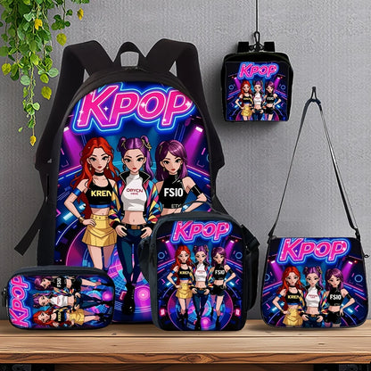 1-5pcs K-POP Group Print Backpack Set Lightweight Daily Large Capacity