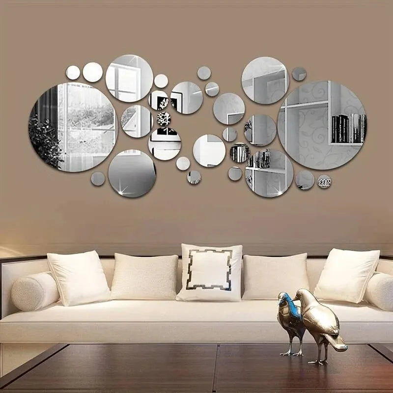 26 PCs 3D Acrylic Mirror Wall Sticker Wall Decoration