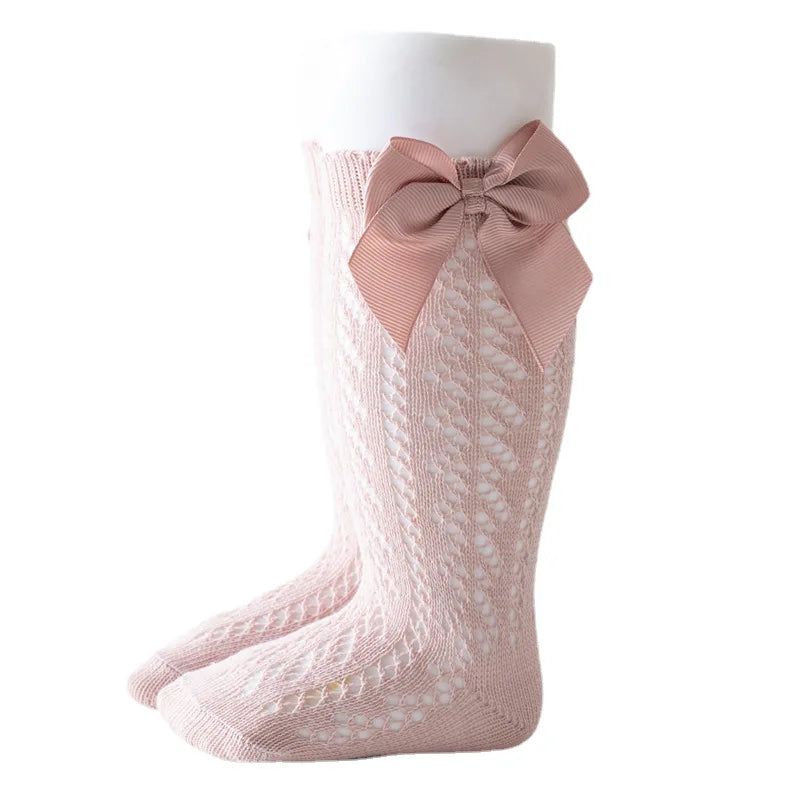 Baby Girls Toddlers Bow Long Soft Cotton Socks