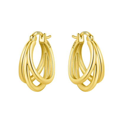 S925 Sterling Silver 18k Gold Square Hoop Earrings
