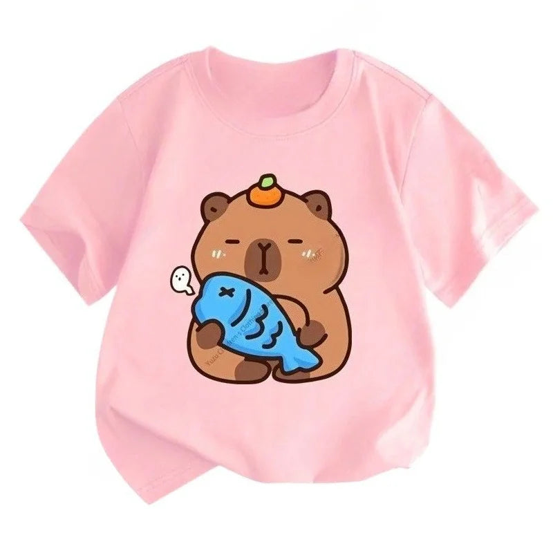 Capybara Printing Cute Short-Sleeved T-Shirt