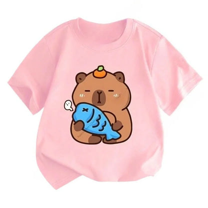 Capybara Printing Cute Short-Sleeved T-Shirt
