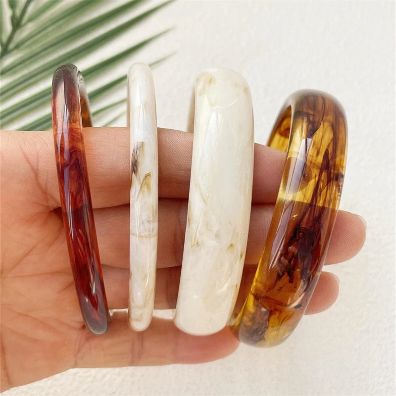 4-Piece Marble Acrylic Resin Bracelet