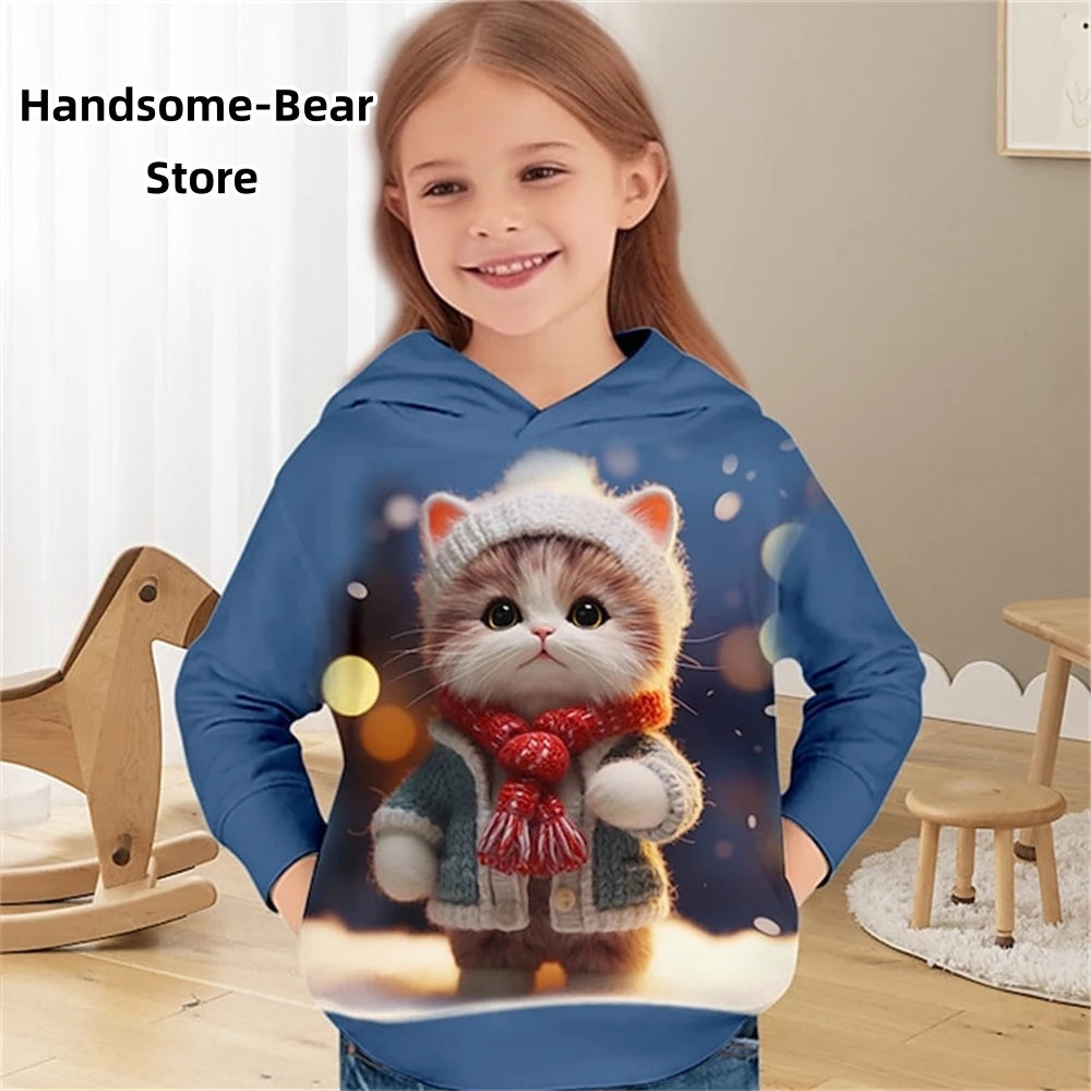 Cat 3D Print Spring Casual Sweatshirts Hoodies