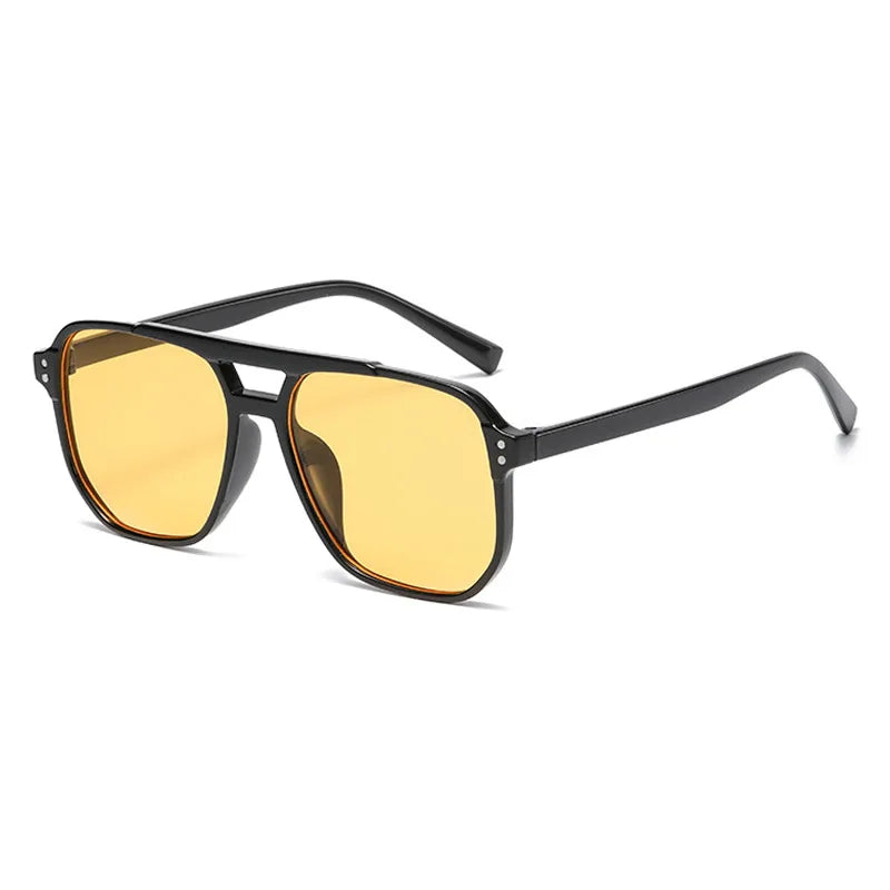 Vintage Square Thick Frame Double Bridges Sunglasses