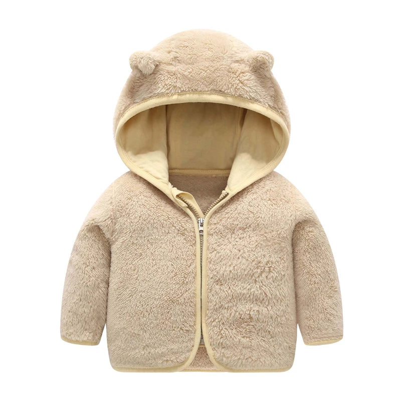 Autumn and Winter Hooded Cute Toddler 1-5 Years Flannel Jacket