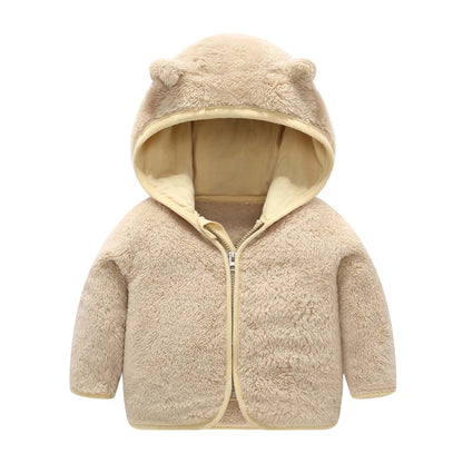 Autumn and Winter Hooded Cute Toddler 1-5 Years Flannel Jacket