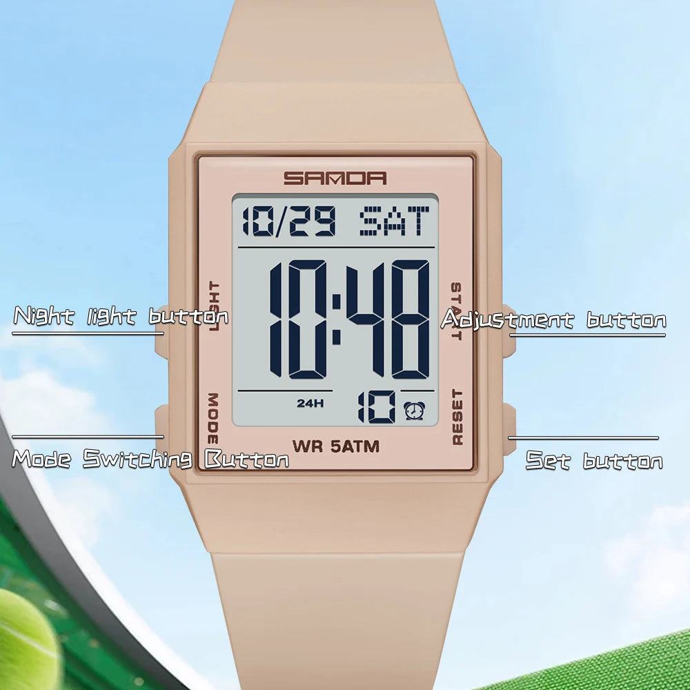 Sports Silicone Strap 3ATM Waterproof Time Display Digital Watch