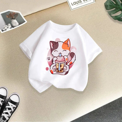 Cat Candy Funny Short Sleeve Baby Girl T-shirt