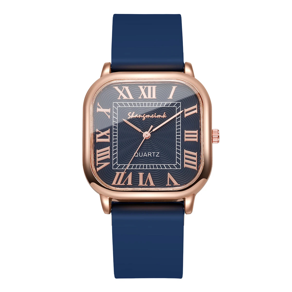 Square Silicone Roma Dial Quartz Wristwatch