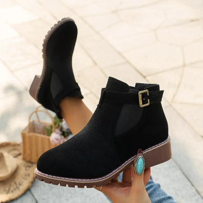 High Quality Belt Buckle Plus Size Modern Round Toe Naked Boots