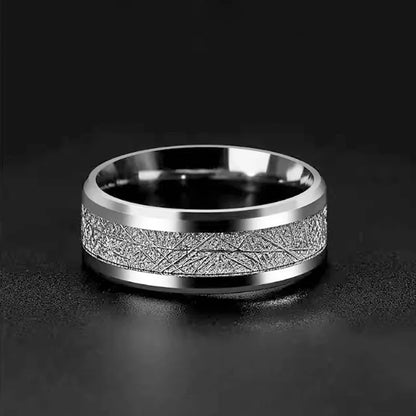 Silver Stainless Steel Groove Multi-Faceted Ring