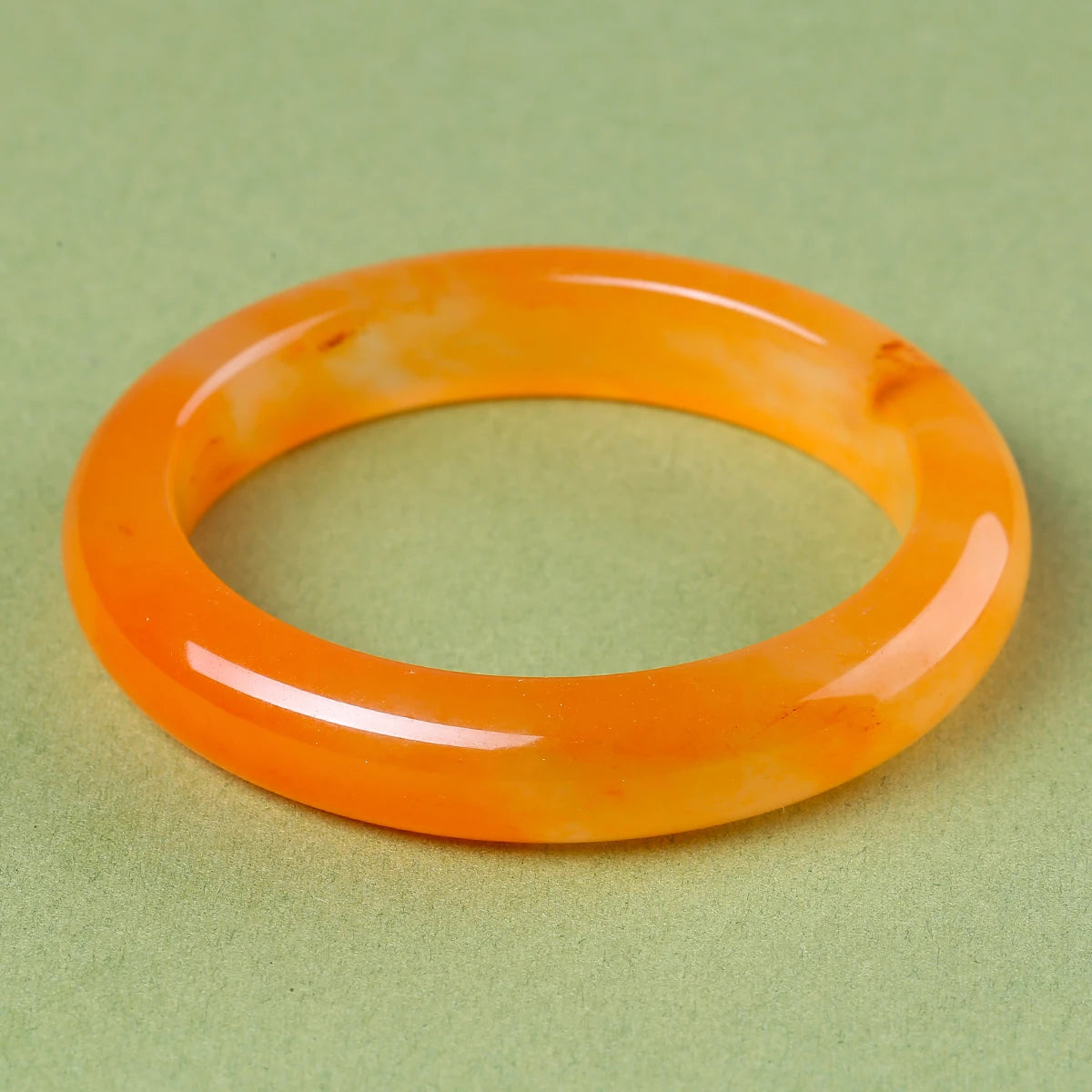 1 Piece JD Natural Yellow Dragon Jade Bangle Translucent Rings