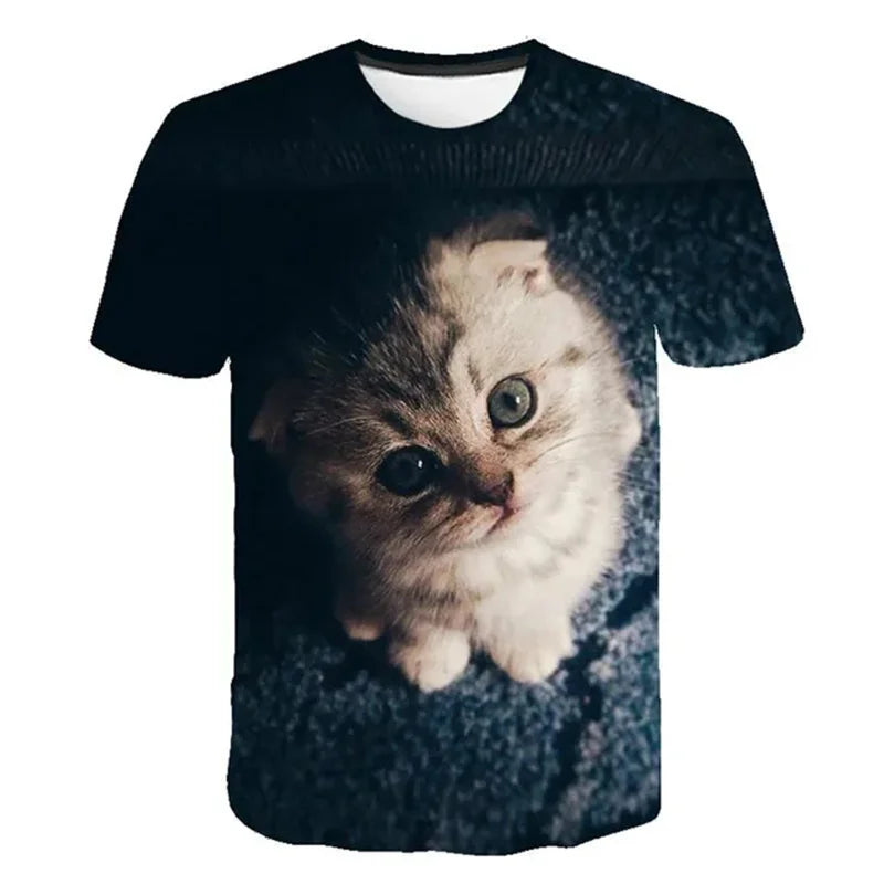 3D Mysterious Cat Short Sleeves  T-Shirt