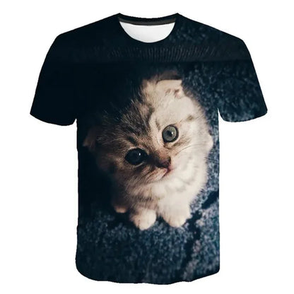 3D Mysterious Cat Short Sleeves  T-Shirt