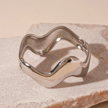 Natural Wooden Square Round Hip Hop  Rivet Beads Wide Bangles Bracelet