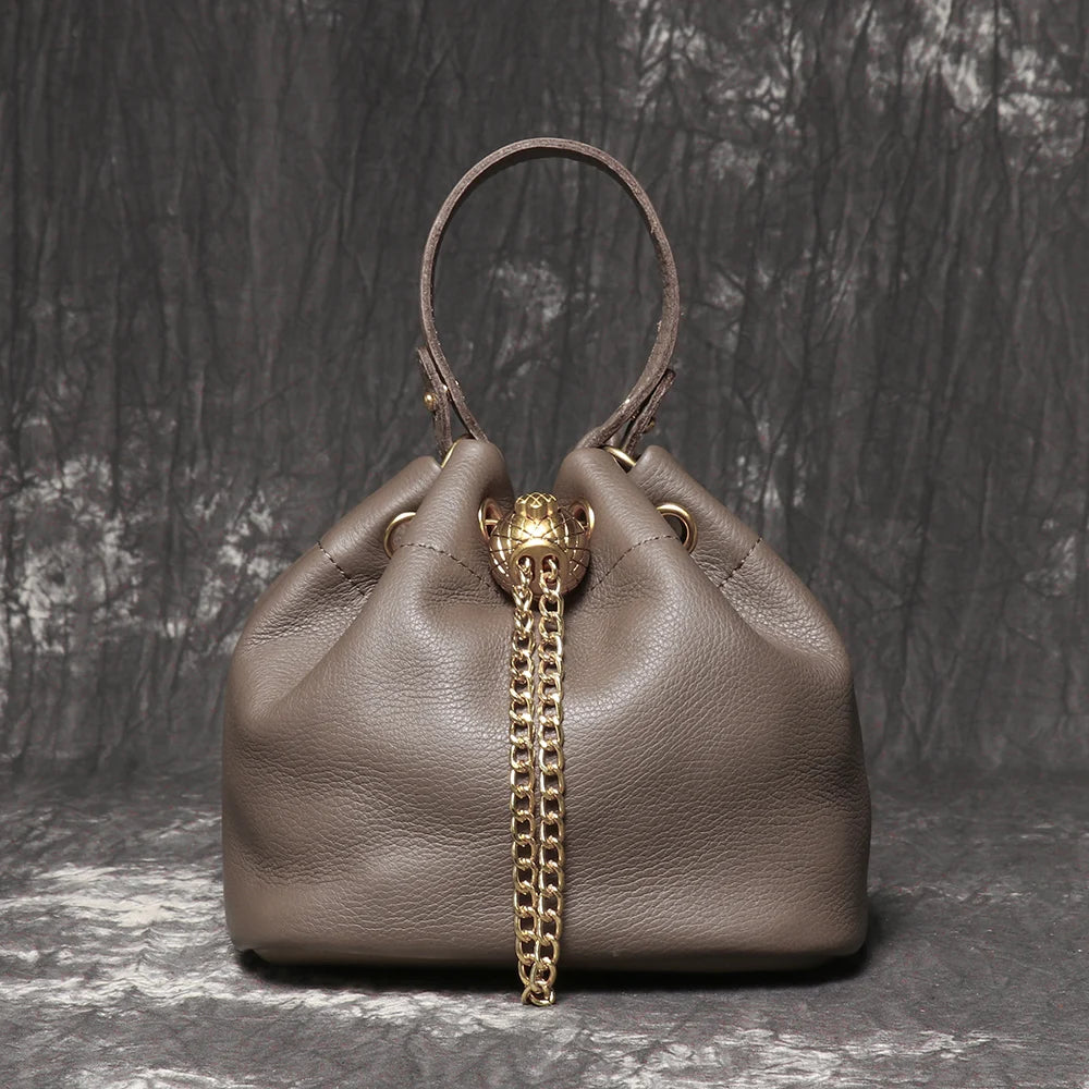 Genuine Leather Chain Crossbody Bag