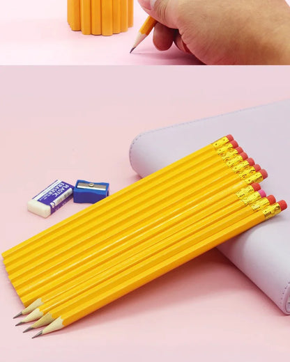 50/30/10 Pcs Yellow Bulk Wood Pencils with Erasers HB Pencil