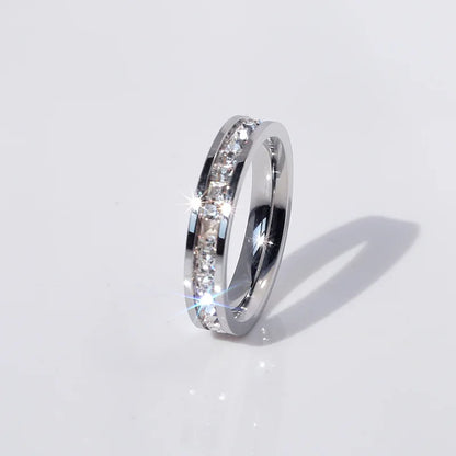DANA White Stones Stainless Steel Zircon Ring