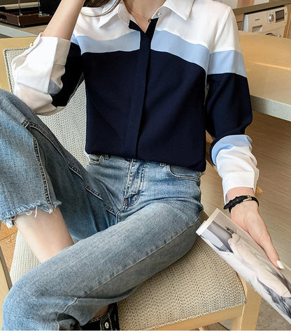 Chiffon Long Sleeve Casual Blouse Shirts