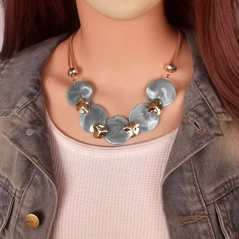 Bohemian Statement Acrylic Circular Pendants Necklace