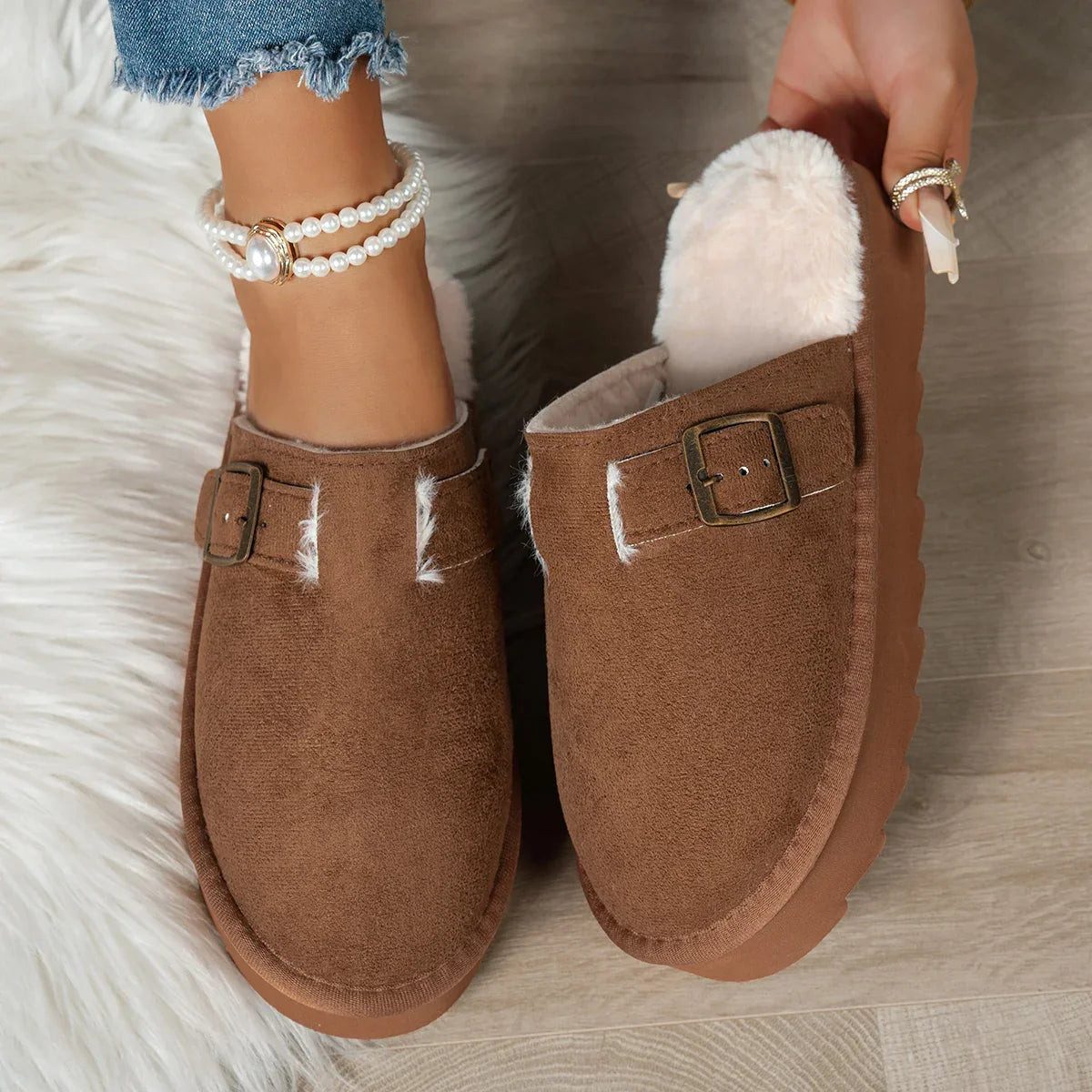 Winter plush lined comfortable indoor Slippers