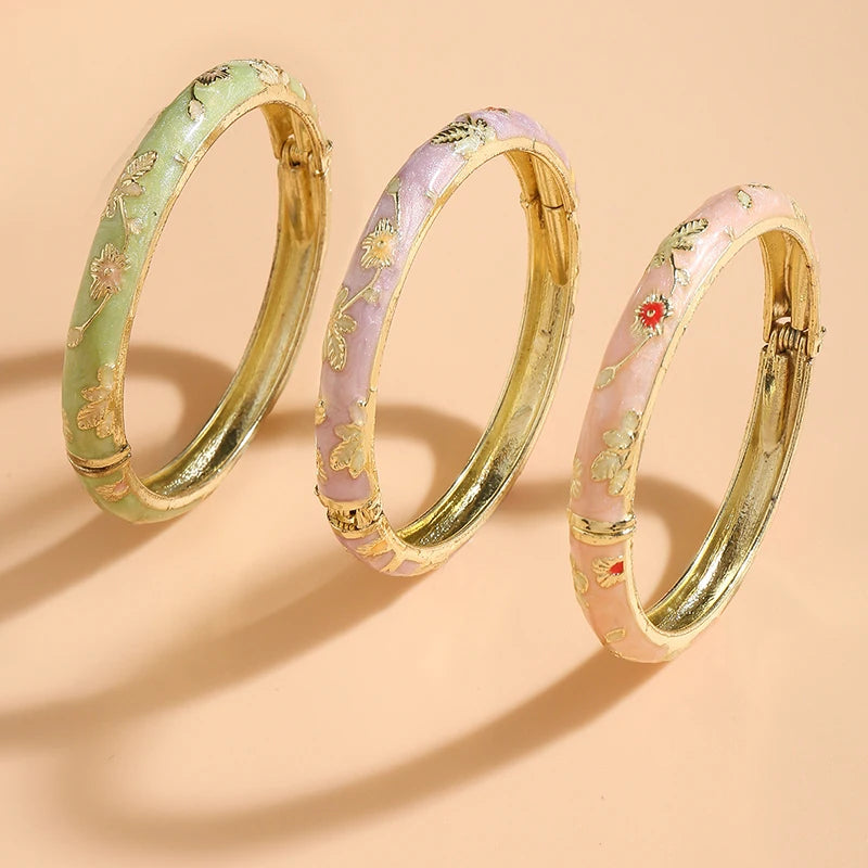 3 Pcs small Flower enamel bracelet