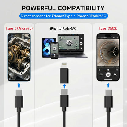 3-in-1 8mm Endoscope Camera HD Inspection Camera Type-C Mini Borescope