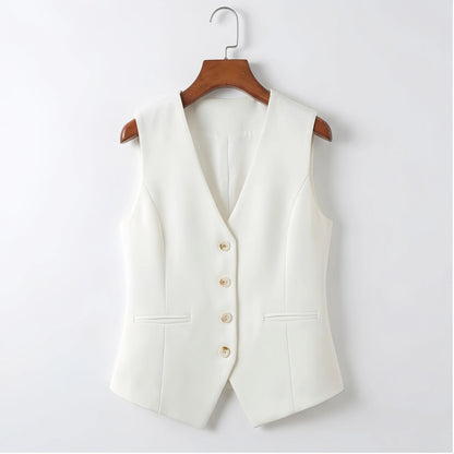 Formal Business Sleeveless Tailored Button Up Waistcoat Slim Fit Vest