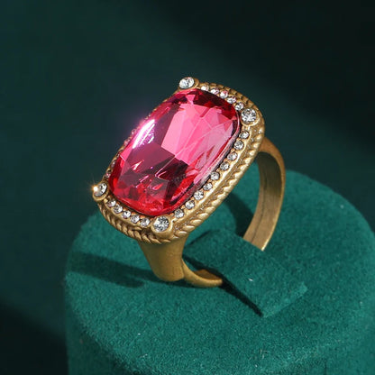 Vintage White Zircon Square Crystal Rings