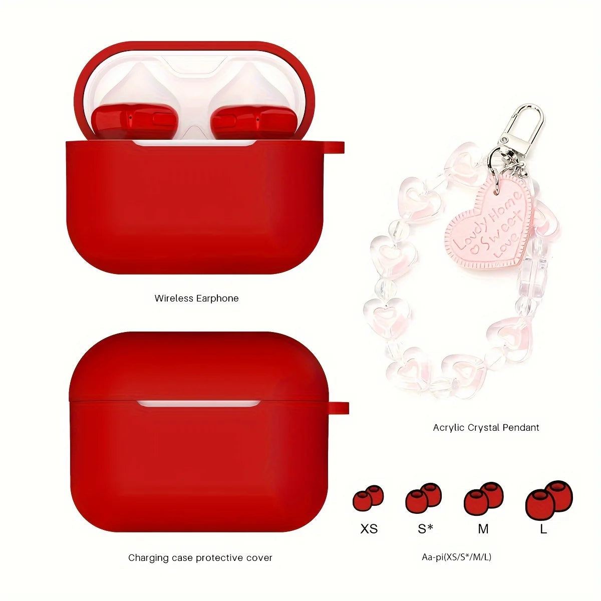 TWS Heart Shaped Bluetooth Headset Wireless Earbuds with ENC Smart Noise Cancellation