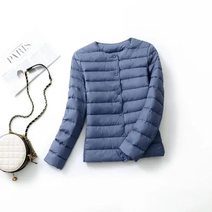 Light Down Duck Down Fall Collarless Light Quilted Puffer Coat