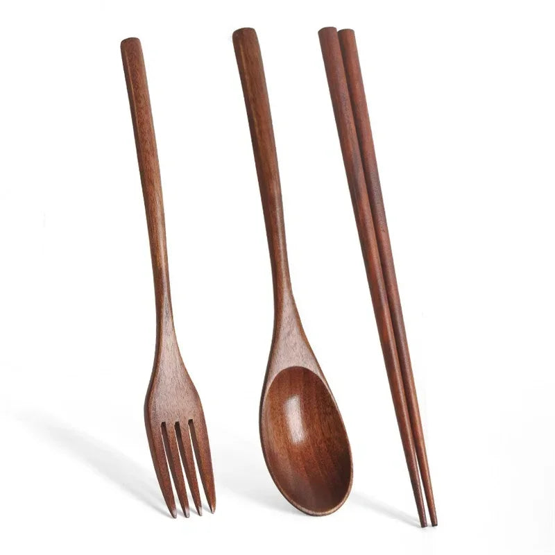 Japanese Wooden Spoon Fork Chopsticks Set
