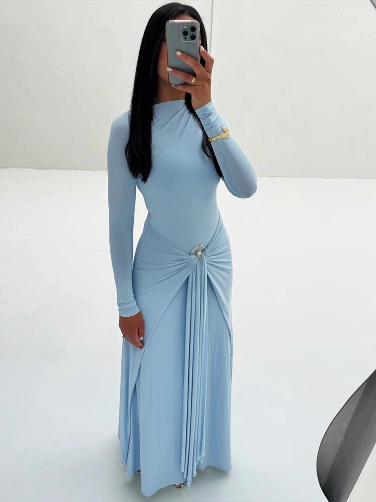 Weird Puss Elegant Maxi Casual Skinny Full Sleeve Long Bodycon Dress