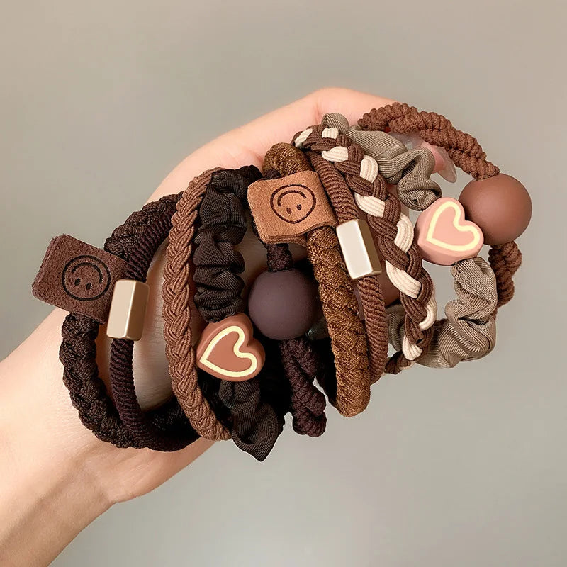 5/10pcs Simple Heart Ball  Scrunchie  Ties Ropes