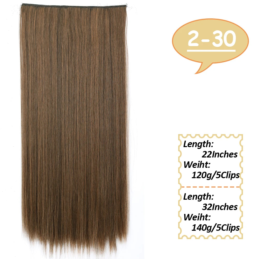 5 Clips Long Wavy Clip In Hair Extensions Synthetic Heat Resistant One Piece False Blonde