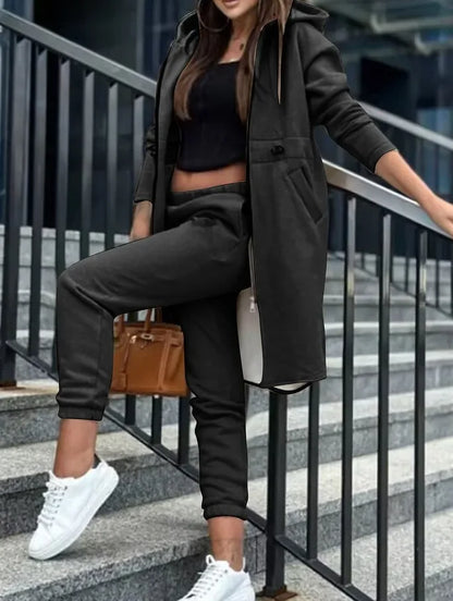 Conjunto de chaqueta informal con capucha