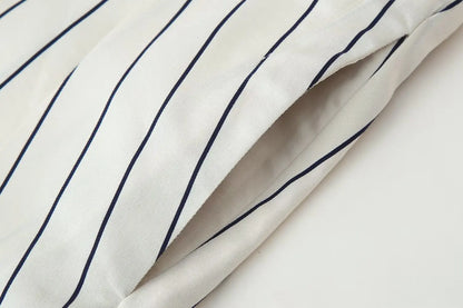 Chic Striped Suit Single Breasted Loose Wide Leg Long Pants