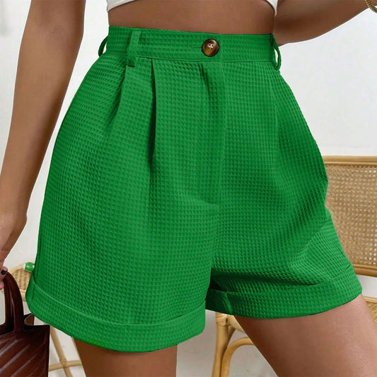 Office Lady Solid Summer Elegant Korean High Waisted Short