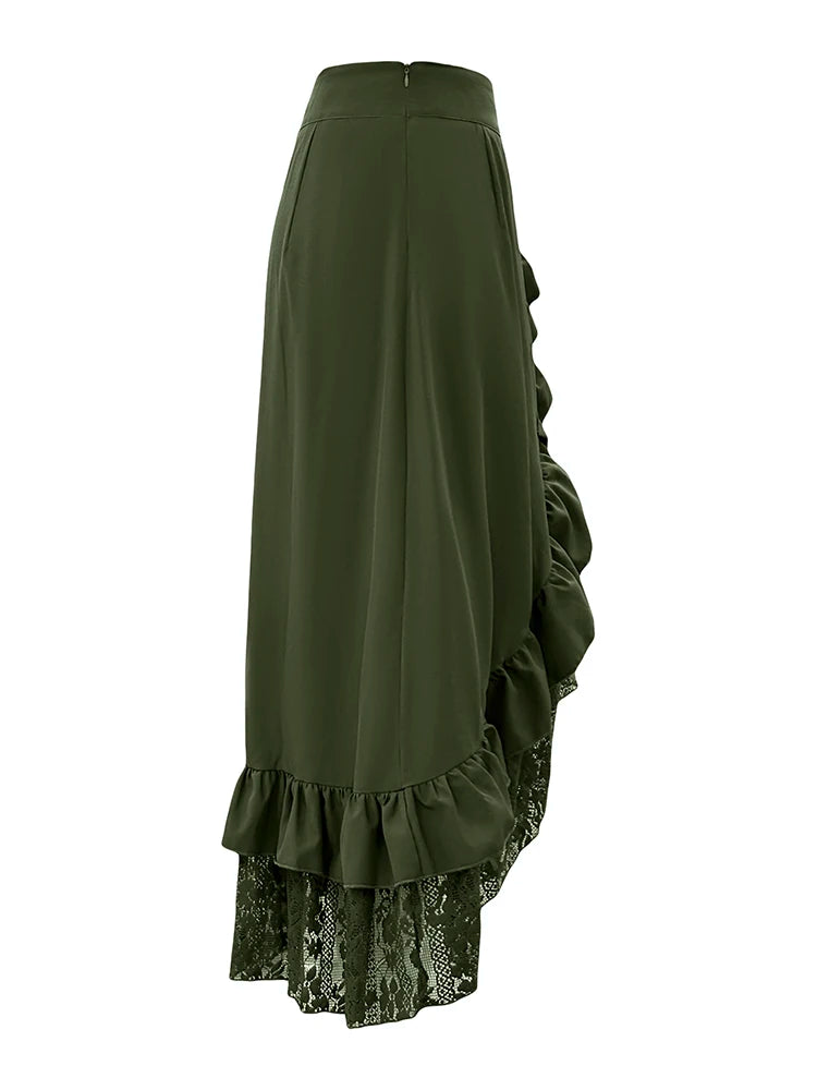 Gothic-style skirt with lace trim and ruffle pirate skirt