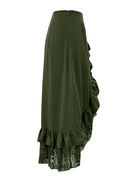 Gothic-style skirt with lace trim and ruffle pirate skirt