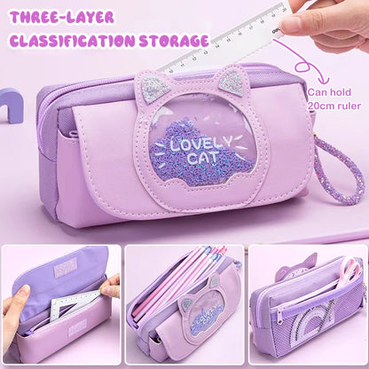 Kawaii Quicksand Pencil Case Large Capacity Pen Box