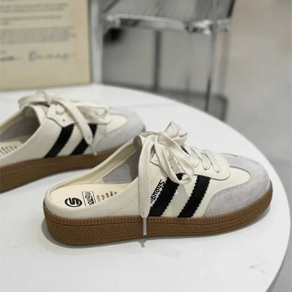 Round Toe Flat Female Clogs Platform Slip on Creeper Baotou Slippers