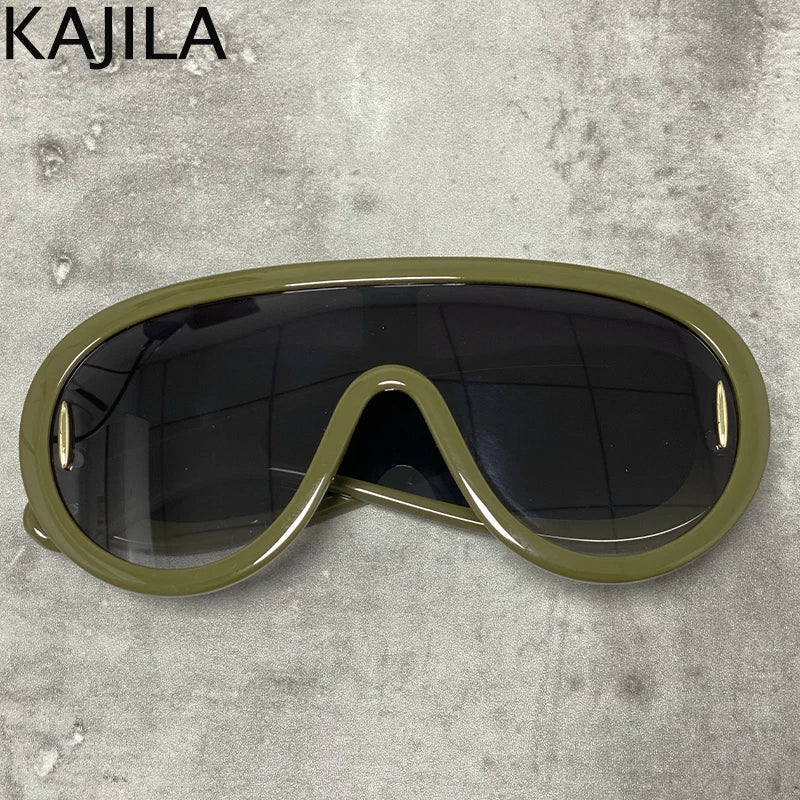 Oversized Wave Mask Luxury Steampunk Sunglasses