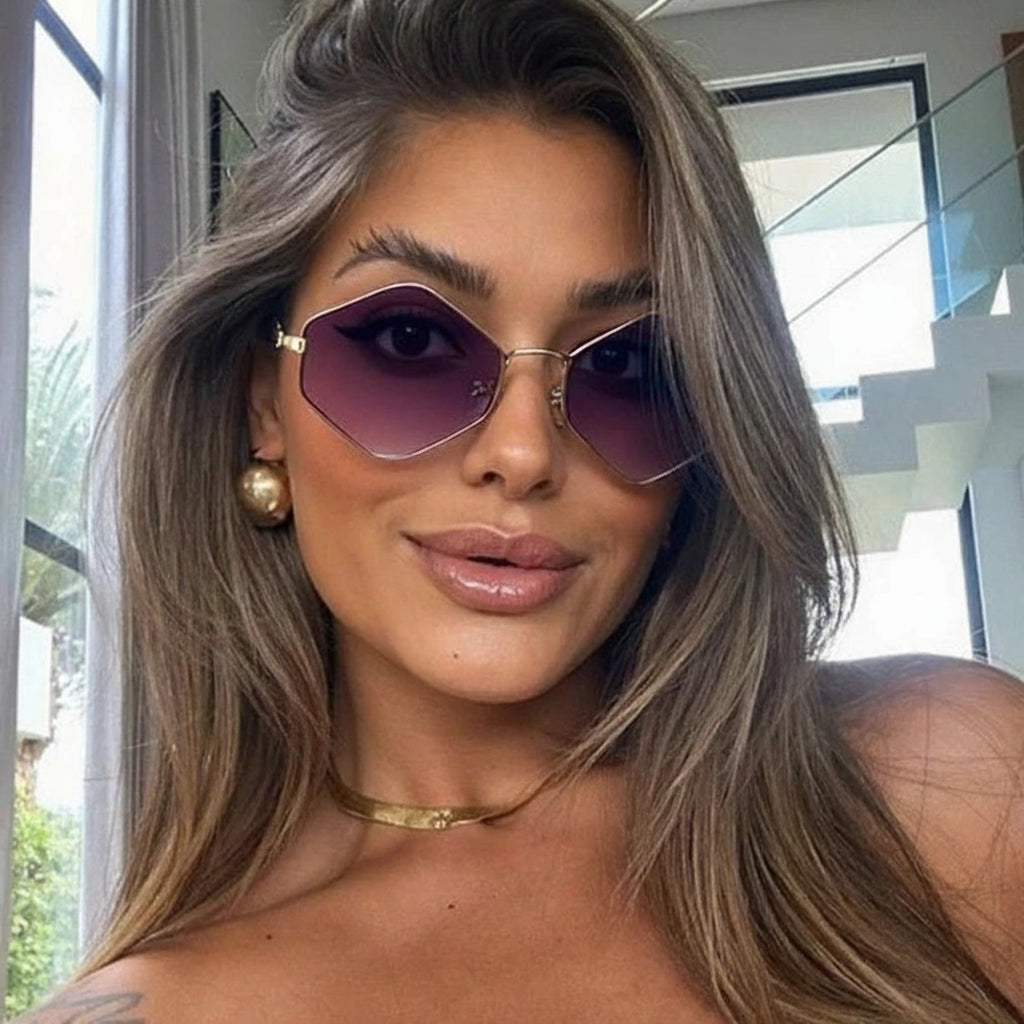 Small Frame Hexagon Punk Polygon Sun Glasses