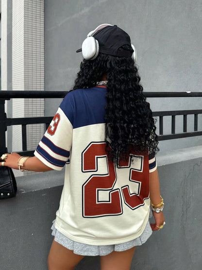 California 23 Printed Letter Jersey T-Shirt