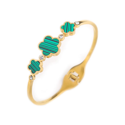 Shell Five-Leaf Flower Stainless Steel Bracelet