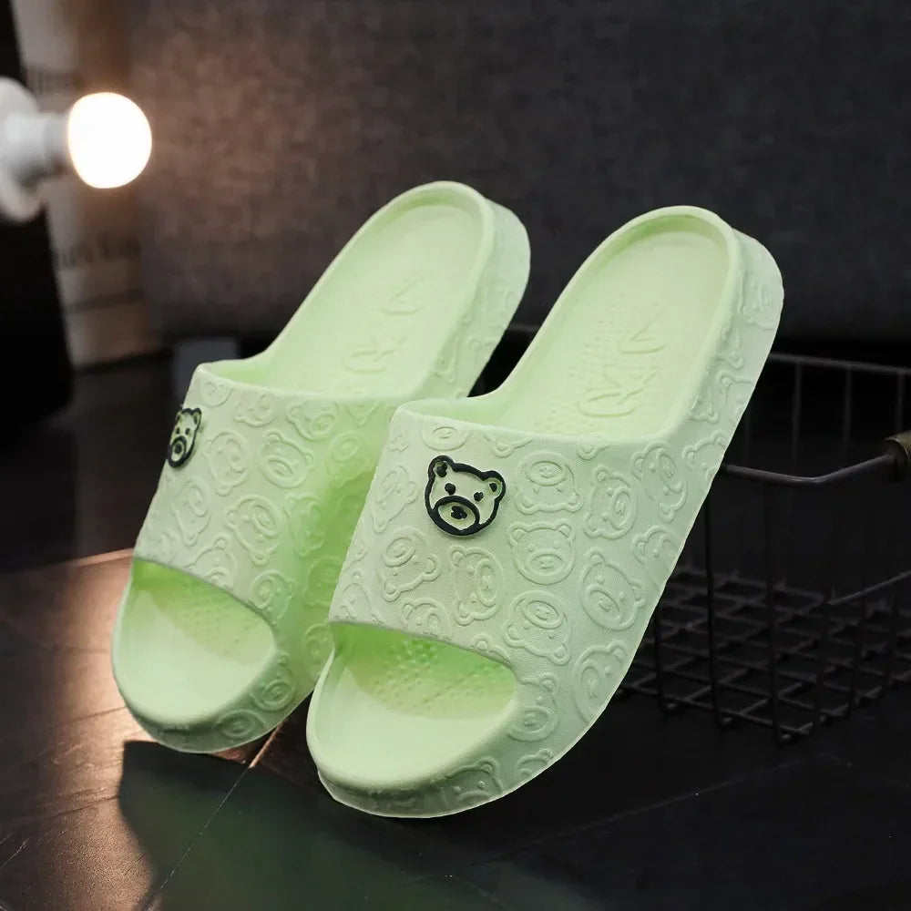 Non-slip Cute Bear Decoration Flat Slippers